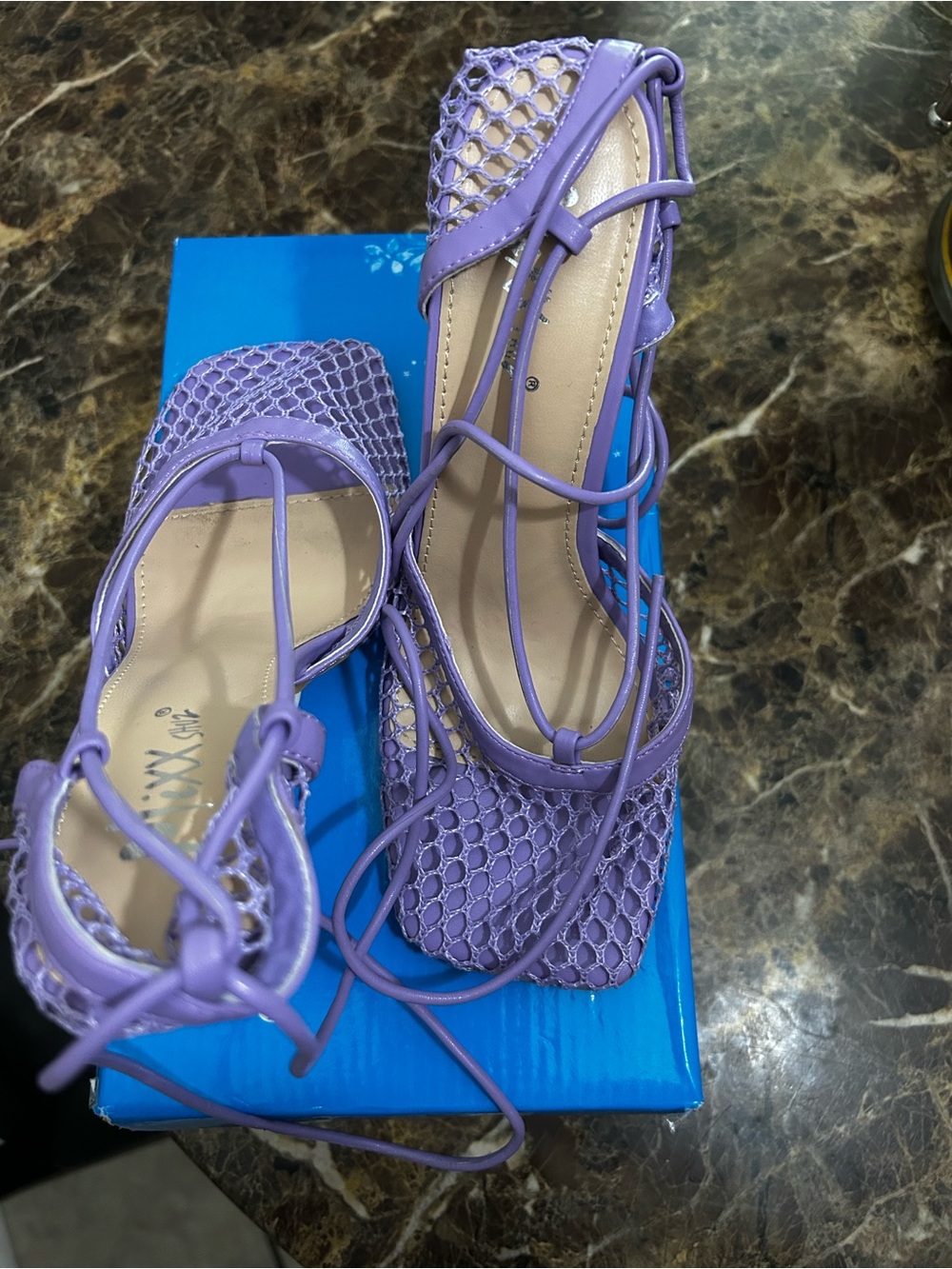 Lilac Lace-Up Women's Heels - Unbranded